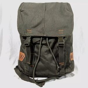 J Crew Canvas Backpack NEW Drawstring Tote Bag Military Green Rucksack Flaptop